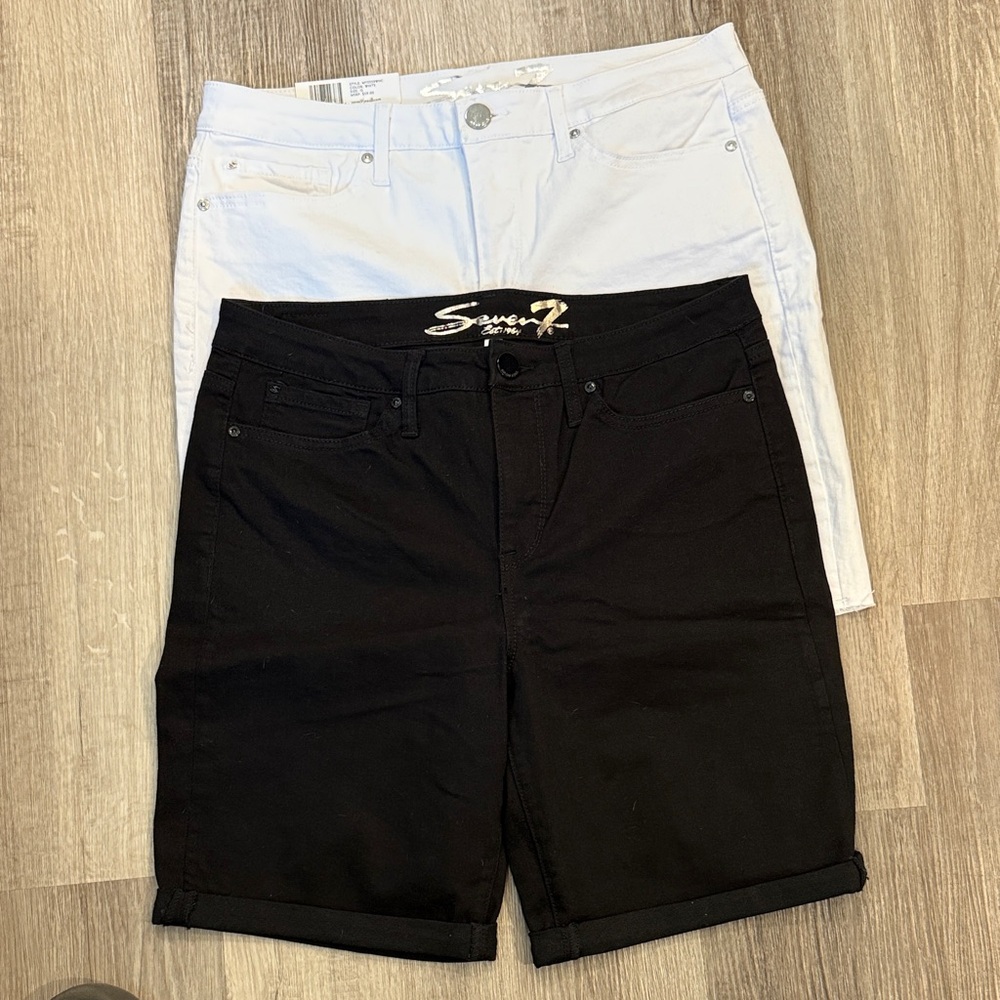 Seven7 Women's Black and White Jean Shorts
